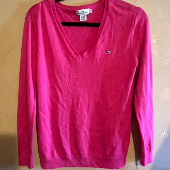 Vineyard Vines Small V neck Wool Blend Sweater Hot pink - Picture 1 of 6